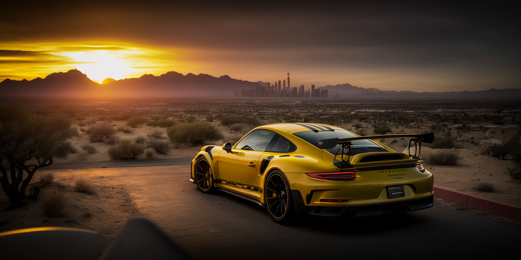 Supercar overlooking the desert